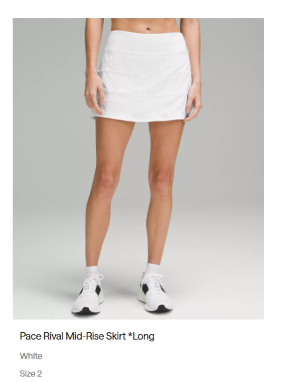 Lululemon Pace Rival Mid-Rise Skirt *Long White size 10